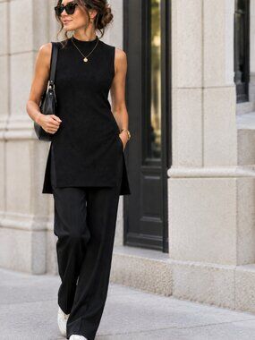 Anthropologie | Black Ribbed Mock Neck